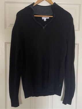 🖤 Calvin Klein Men’s Black Quarter Zip-Neck Sweater 🖤
